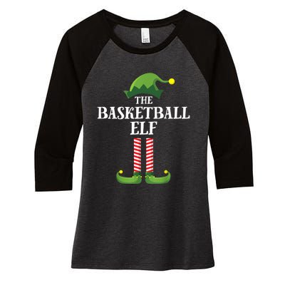 Basketball Elf Matching Family Group Christmas Party Women's Tri-Blend 3/4-Sleeve Raglan Shirt