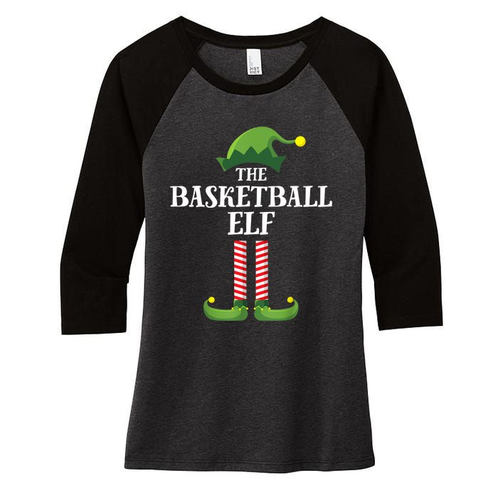 Basketball Elf Matching Family Group Christmas Party Women's Tri-Blend 3/4-Sleeve Raglan Shirt