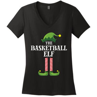 Basketball Elf Matching Family Group Christmas Party Women's V-Neck T-Shirt