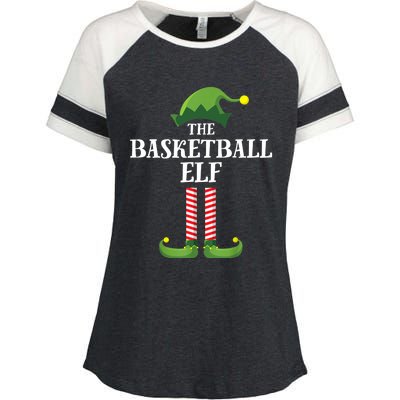 Basketball Elf Matching Family Group Christmas Party Enza Ladies Jersey Colorblock Tee