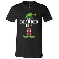 Bearded Elf Matching Family Group Christmas Party Elf V-Neck T-Shirt