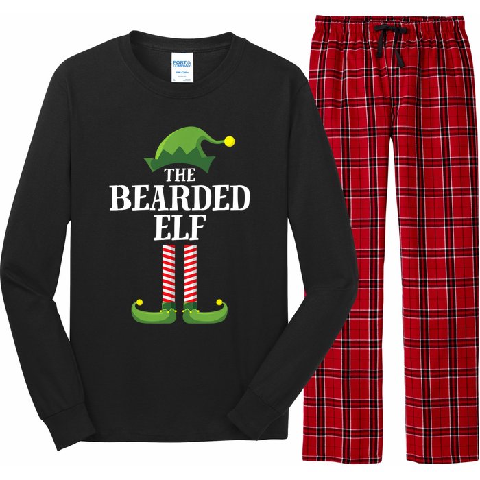 Bearded Elf Matching Family Group Christmas Party Elf Long Sleeve Pajama Set