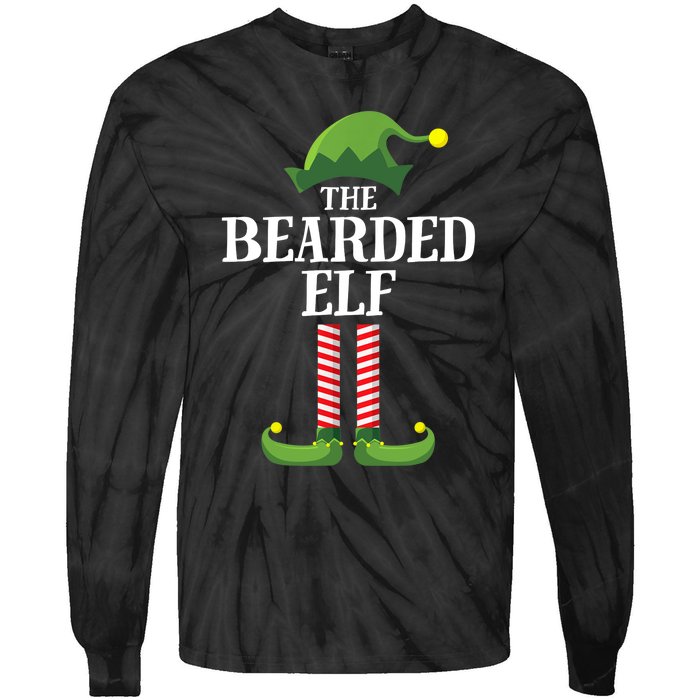 Bearded Elf Matching Family Group Christmas Party Elf Tie-Dye Long Sleeve Shirt