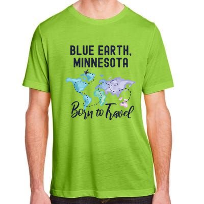 Blue Earth Minnesota Born To Travel World Explorer Gift Adult ChromaSoft Performance T-Shirt