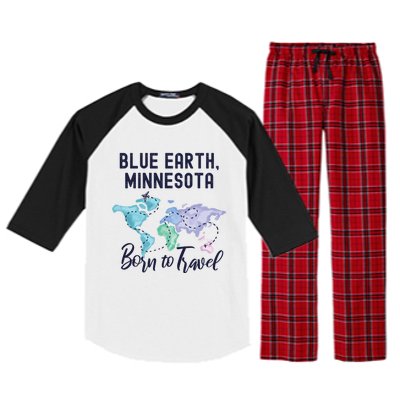 Blue Earth Minnesota Born To Travel World Explorer Gift Raglan Sleeve Pajama Set