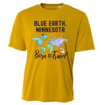 Blue Earth Minnesota Born To Travel World Explorer Gift Cooling Performance Crew T-Shirt