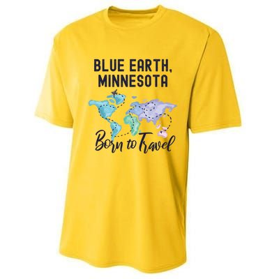 Blue Earth Minnesota Born To Travel World Explorer Gift Performance Sprint T-Shirt