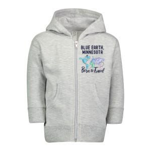 Blue Earth Minnesota Born To Travel World Explorer Gift Toddler Zip Fleece Hoodie