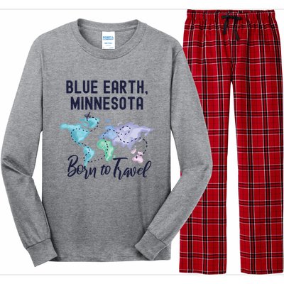 Blue Earth Minnesota Born To Travel World Explorer Gift Long Sleeve Pajama Set