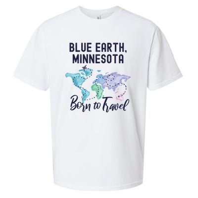 Blue Earth Minnesota Born To Travel World Explorer Gift Sueded Cloud Jersey T-Shirt