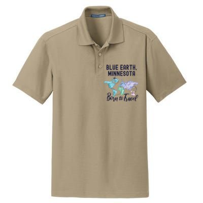 Blue Earth Minnesota Born To Travel World Explorer Gift Dry Zone Grid Polo