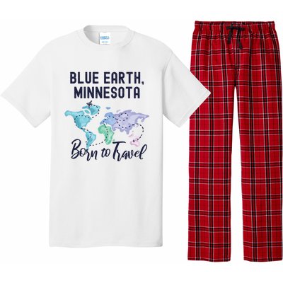 Blue Earth Minnesota Born To Travel World Explorer Gift Pajama Set