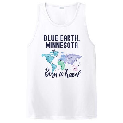 Blue Earth Minnesota Born To Travel World Explorer Gift PosiCharge Competitor Tank