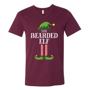 Bearded Elf Matching Family Group Christmas Party Elf V-Neck T-Shirt