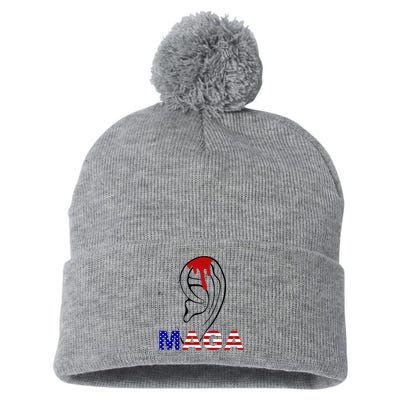 Bleeding Ears Maga Usa Pro Trump Pom Pom 12in Knit Beanie