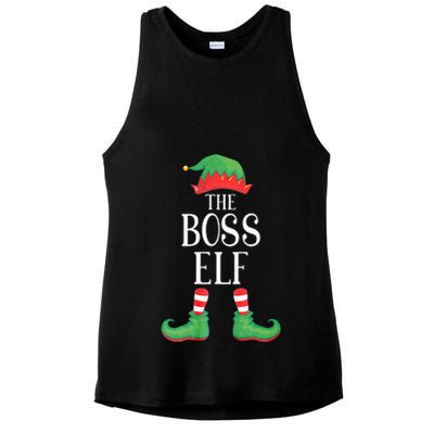 Boss Elf Matching Group Xmas Funny Family Christmas Ladies PosiCharge Tri-Blend Wicking Tank
