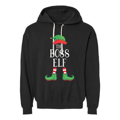 Boss Elf Matching Group Xmas Funny Family Christmas Garment-Dyed Fleece Hoodie