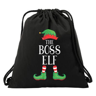 Boss Elf Matching Group Xmas Funny Family Christmas Drawstring Bag