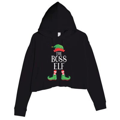 Boss Elf Matching Group Xmas Funny Family Christmas Crop Fleece Hoodie