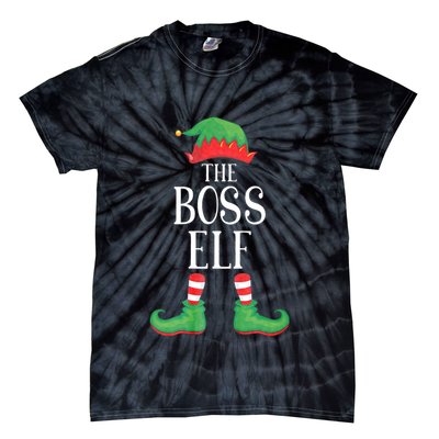 Boss Elf Matching Group Xmas Funny Family Christmas Tie-Dye T-Shirt