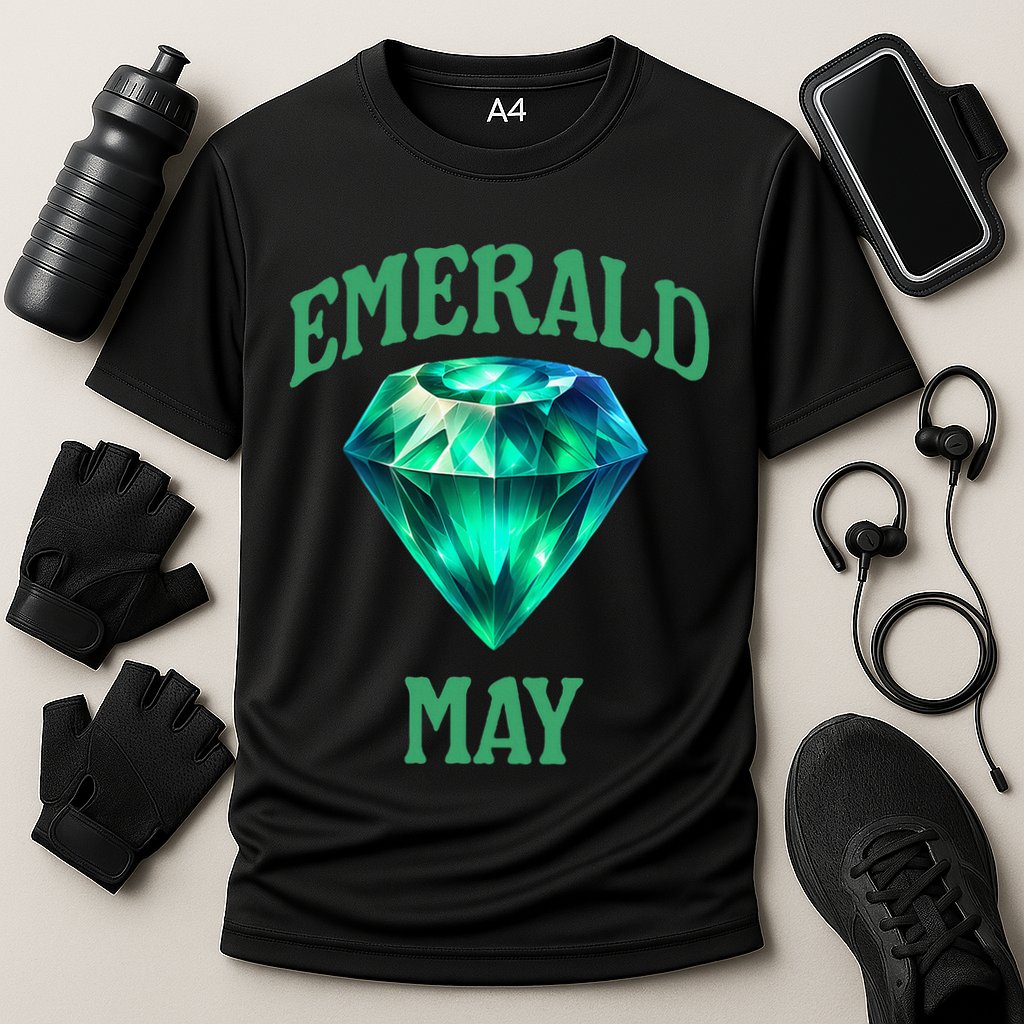 Birthstone Emerald May Emerald Green Jewel Inspired Art Cooling Performance Crew T-Shirt