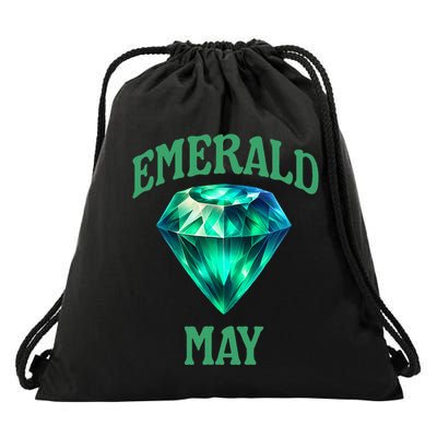 Birthstone Emerald May Emerald Green Jewel Inspired Art Drawstring Bag