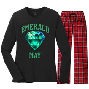 Birthstone Emerald May Emerald Green Jewel Inspired Art Women's Long Sleeve Flannel Pajama Set 