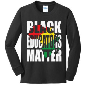 Black Educators Matter Patriotic African American Teacher Kids Long Sleeve Shirt