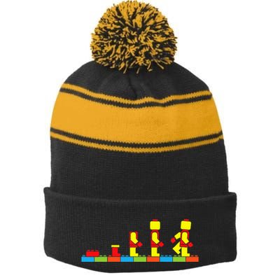 Bricks Evolution Master Builder Building Blocks Stripe Pom Pom Beanie