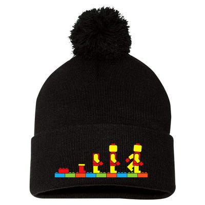 Bricks Evolution Master Builder Building Blocks Pom Pom 12in Knit Beanie