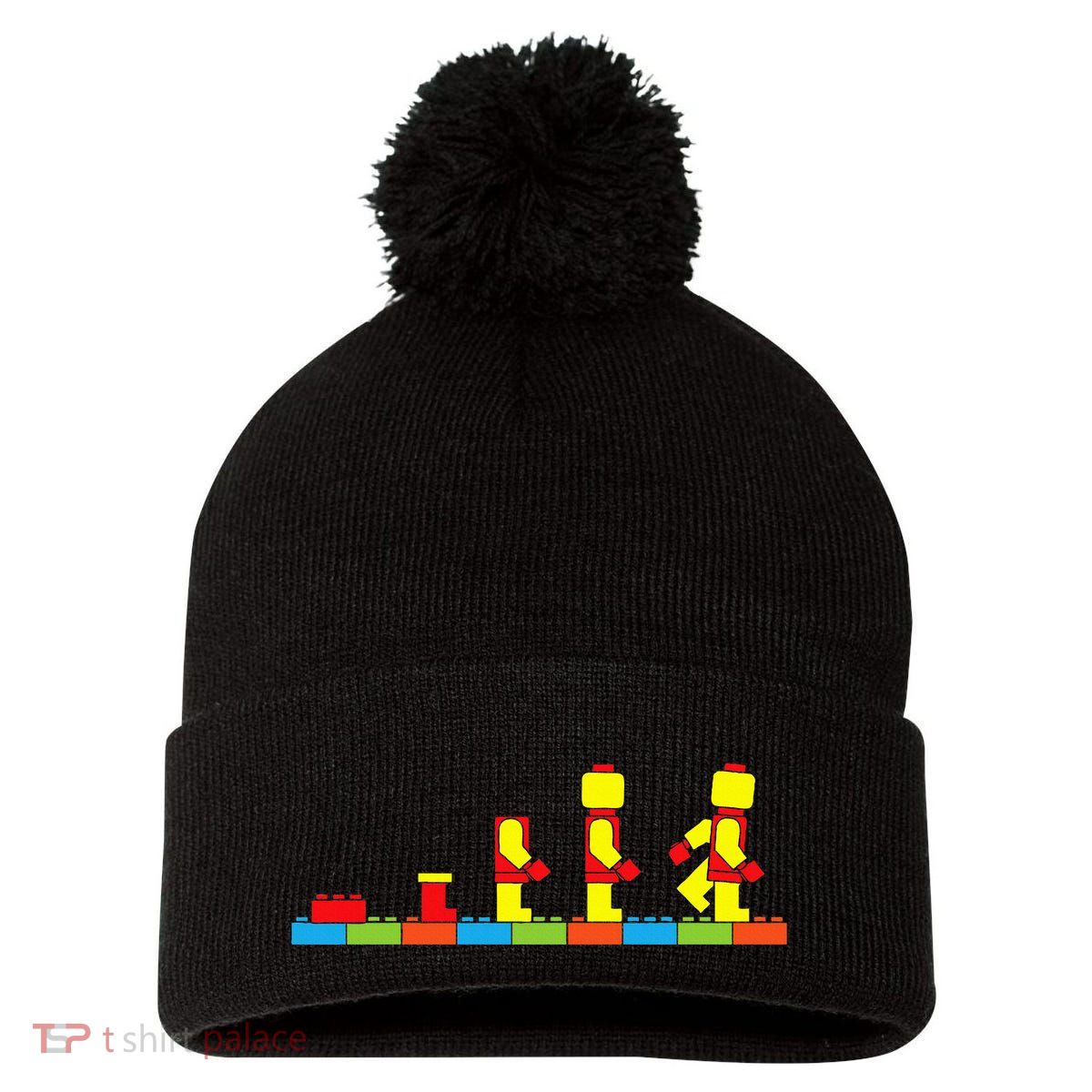 Bricks Evolution Master Builder Building Blocks Pom Pom 12in Knit Beanie
