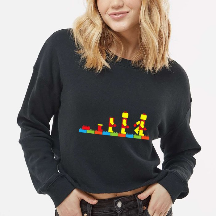 Bricks Evolution Master Builder Building Blocks Cropped Pullover Crew