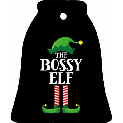 Bossy Elf Matching Family Group Christmas Party Ceramic Bell Ornament