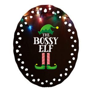 Bossy Elf Matching Family Group Christmas Party Ceramic Oval Ornament