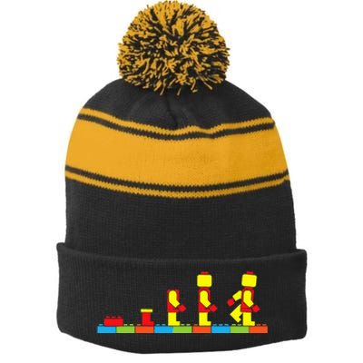 Bricks Evolution Master Builder Building Blocks Stripe Pom Pom Beanie