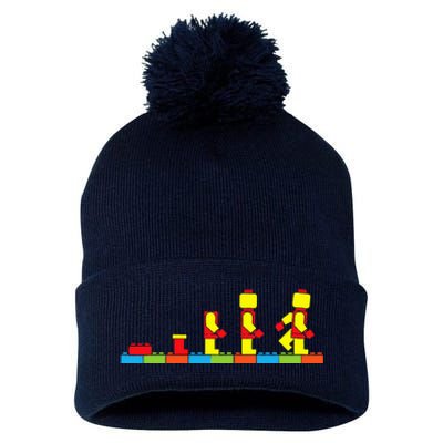 Bricks Evolution Master Builder Building Blocks Pom Pom 12in Knit Beanie