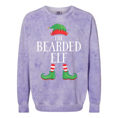 Bearded Elf Matching Group Xmas Funny Family Christmas Colorblast Crewneck Sweatshirt