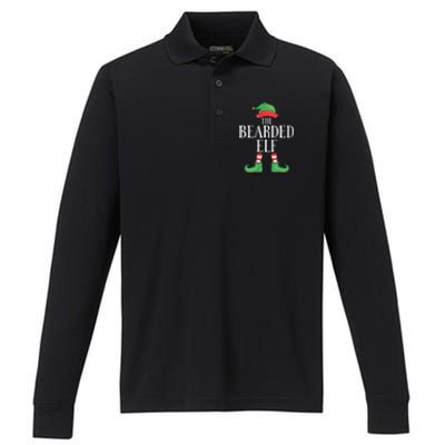 Bearded Elf Matching Group Xmas Funny Family Christmas Performance Long Sleeve Polo