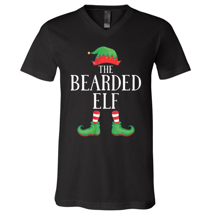 Bearded Elf Matching Group Xmas Funny Family Christmas V-Neck T-Shirt