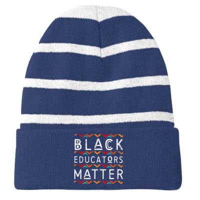 Black Educators Matter Black History Pride African-American Striped Beanie with Solid Band