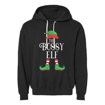 Bossy Elf Matching Group Xmas Funny Family Christmas Garment-Dyed Fleece Hoodie