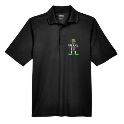 Bossy Elf Matching Group Xmas Funny Family Christmas Men's Origin Performance Pique Polo