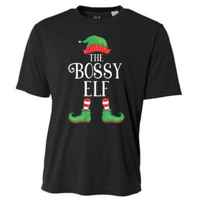 Bossy Elf Matching Group Xmas Funny Family Christmas Cooling Performance Crew T-Shirt