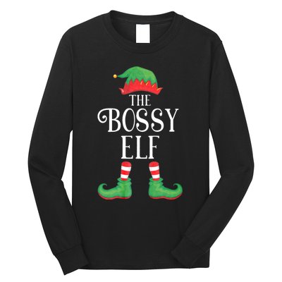 Bossy Elf Matching Group Xmas Funny Family Christmas Long Sleeve Shirt