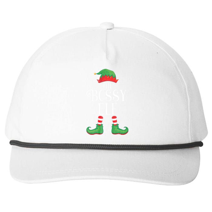 Bossy Elf Matching Group Xmas Funny Family Christmas Snapback Five-Panel Rope Hat