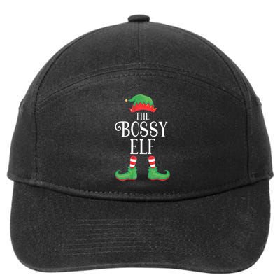 Bossy Elf Matching Group Xmas Funny Family Christmas 7-Panel Snapback Hat