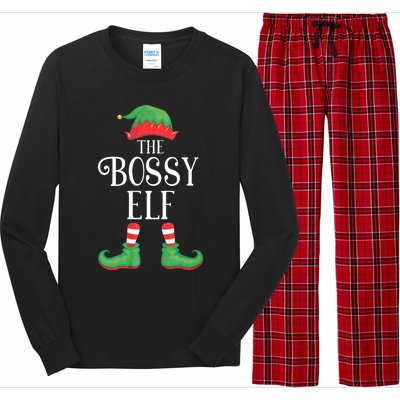 Bossy Elf Matching Group Xmas Funny Family Christmas Long Sleeve Pajama Set