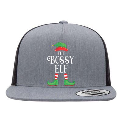 Bossy Elf Matching Group Xmas Funny Family Christmas Flat Bill Trucker Hat