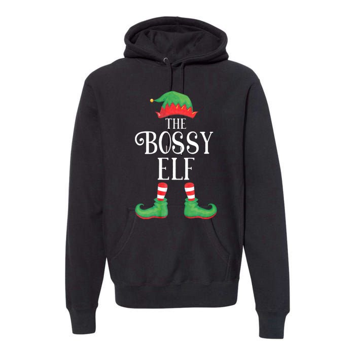 Bossy Elf Matching Group Xmas Funny Family Christmas Premium Hoodie