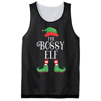 Bossy Elf Matching Group Xmas Funny Family Christmas Mesh Reversible Basketball Jersey Tank